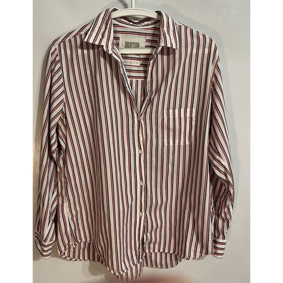 Grayson Tops - Grayson 3 8-10 Shirt Womens Multicolor Striped Button The Hero Cotton